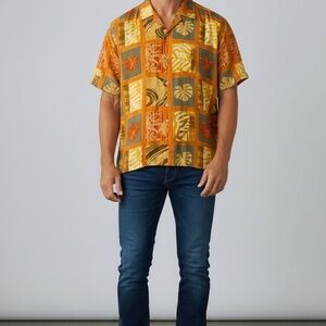 Tori Richard Orange and Yellow Tropical Shirt